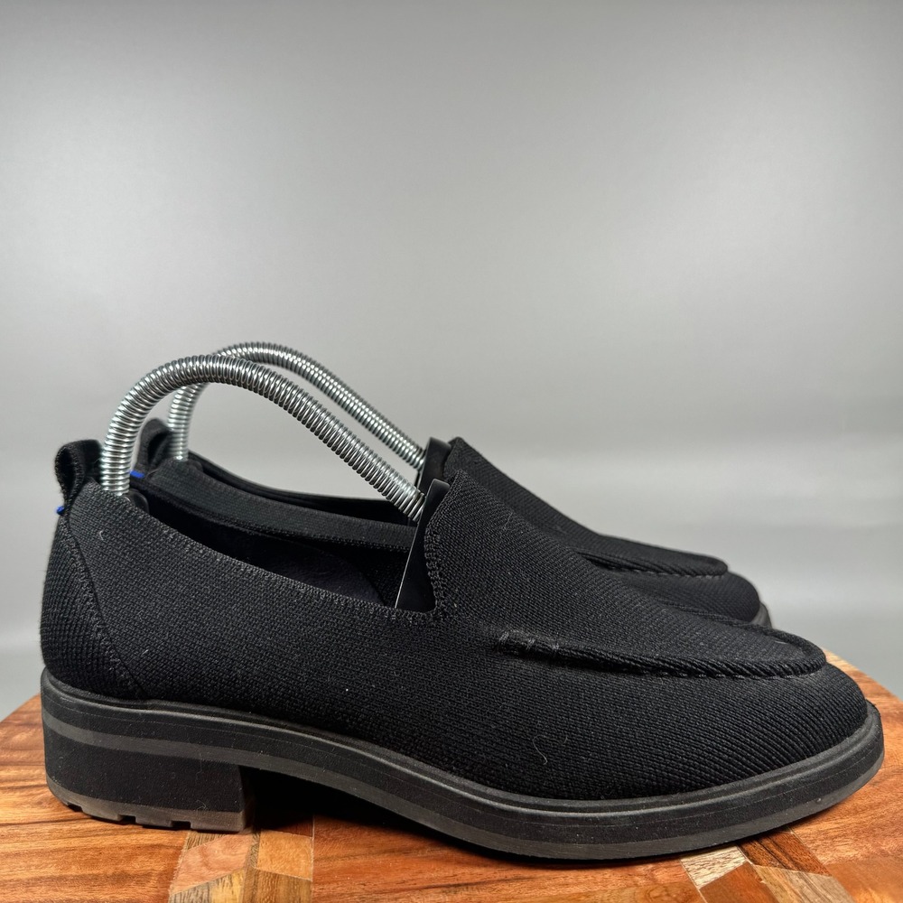 Rothy's The Lug Loafer Black Knit Chunky Slip On Shoes Womens Size 9